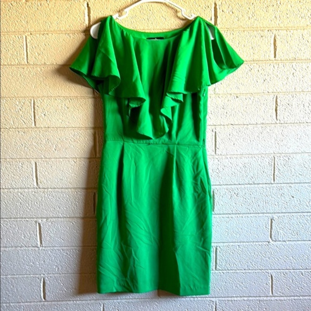 Ronni Nicole Elegant Green Ruffle Dress